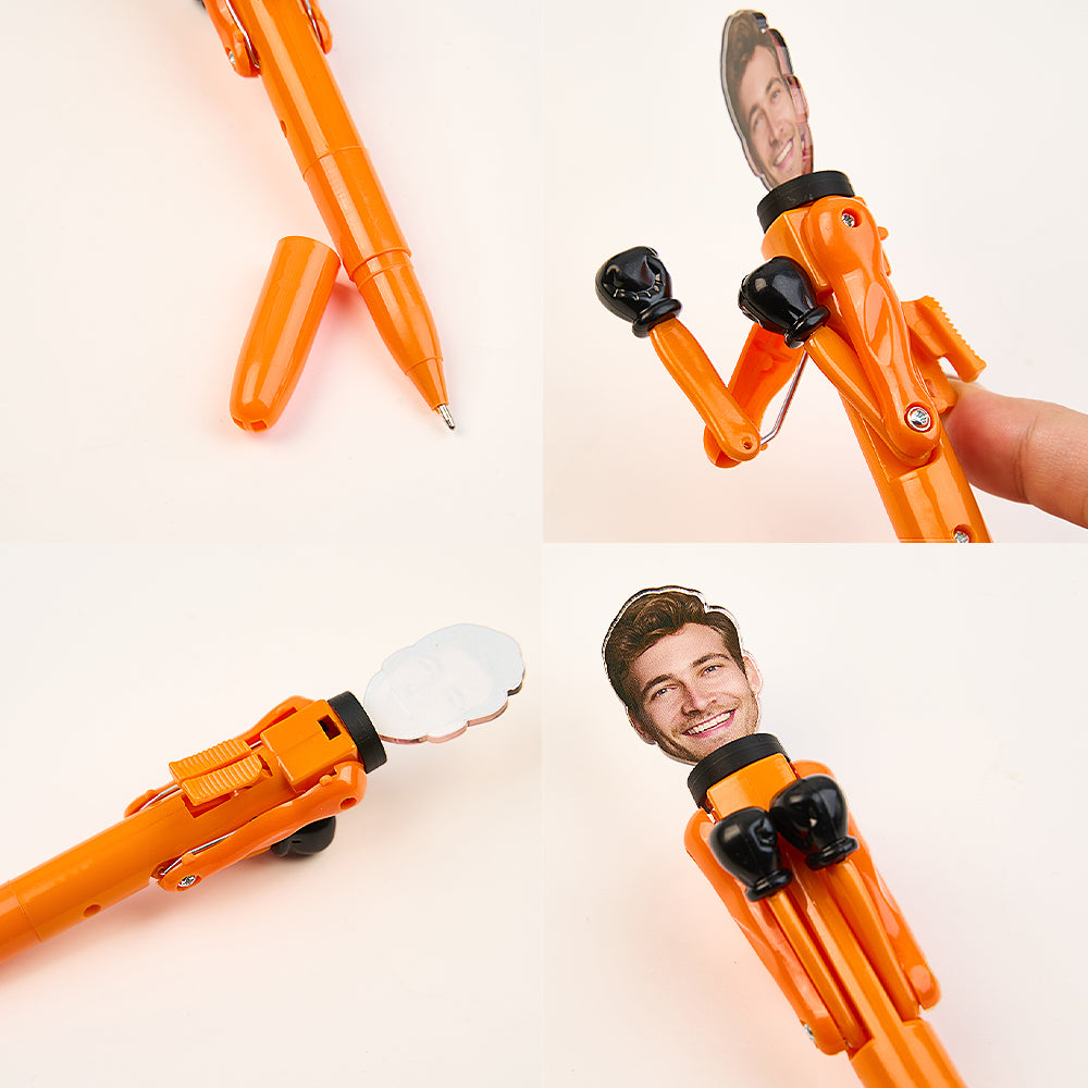 Personalised Boxing Pen with Face Creative Interactive Stress Relief Pen Funny Gift for Kids