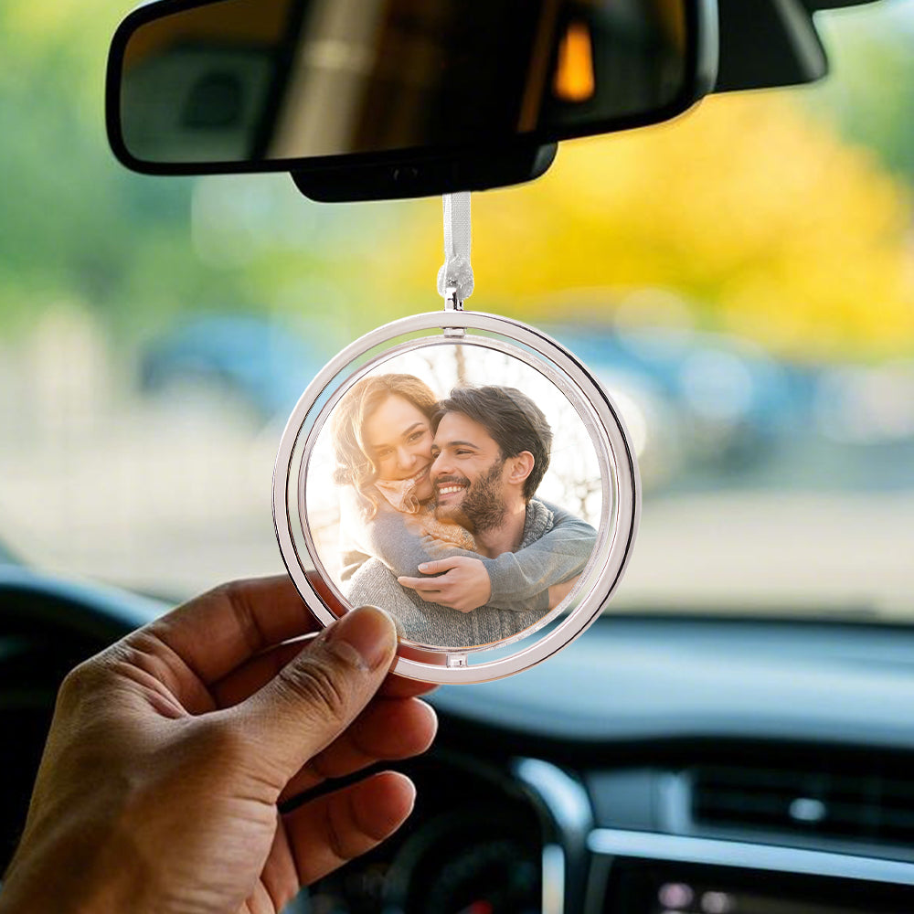 Personalised Photo Rotation Ornament Car Rearview Mirror Pendant Gift for Him