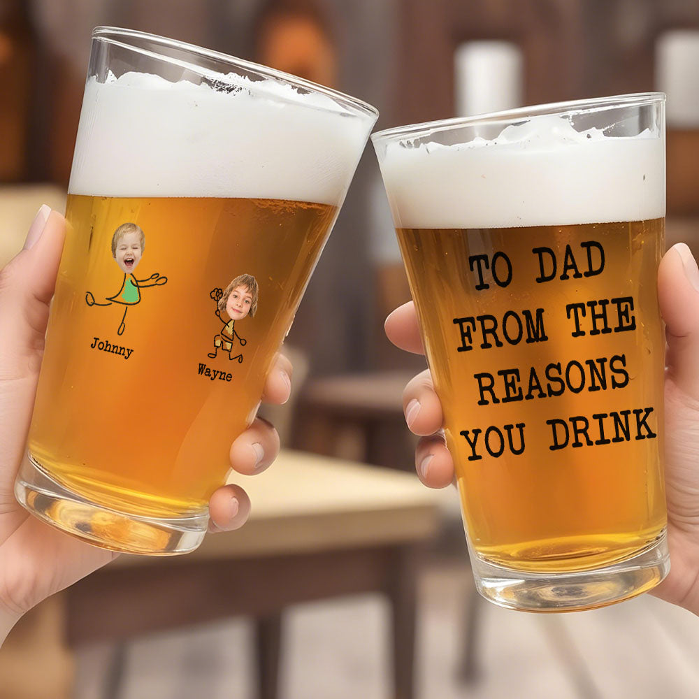 Personalised Beer Glass with Photo Portrait Character Action 16oz Beer Glass Gift for Him