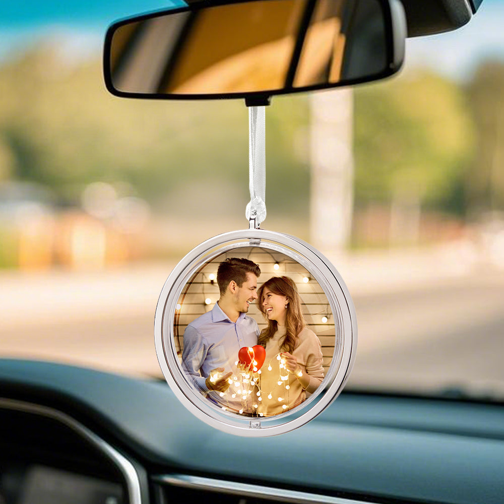 Personalised Photo Rotation Ornament Car Rearview Mirror Pendant Gift for Him