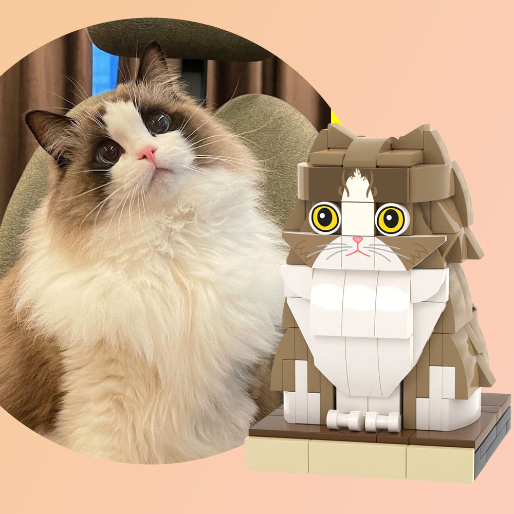 Fully Body Customizable 1 Cat Photo CustomBrick Figures Small Particle Block Brick Me Figures Customized Cat Only