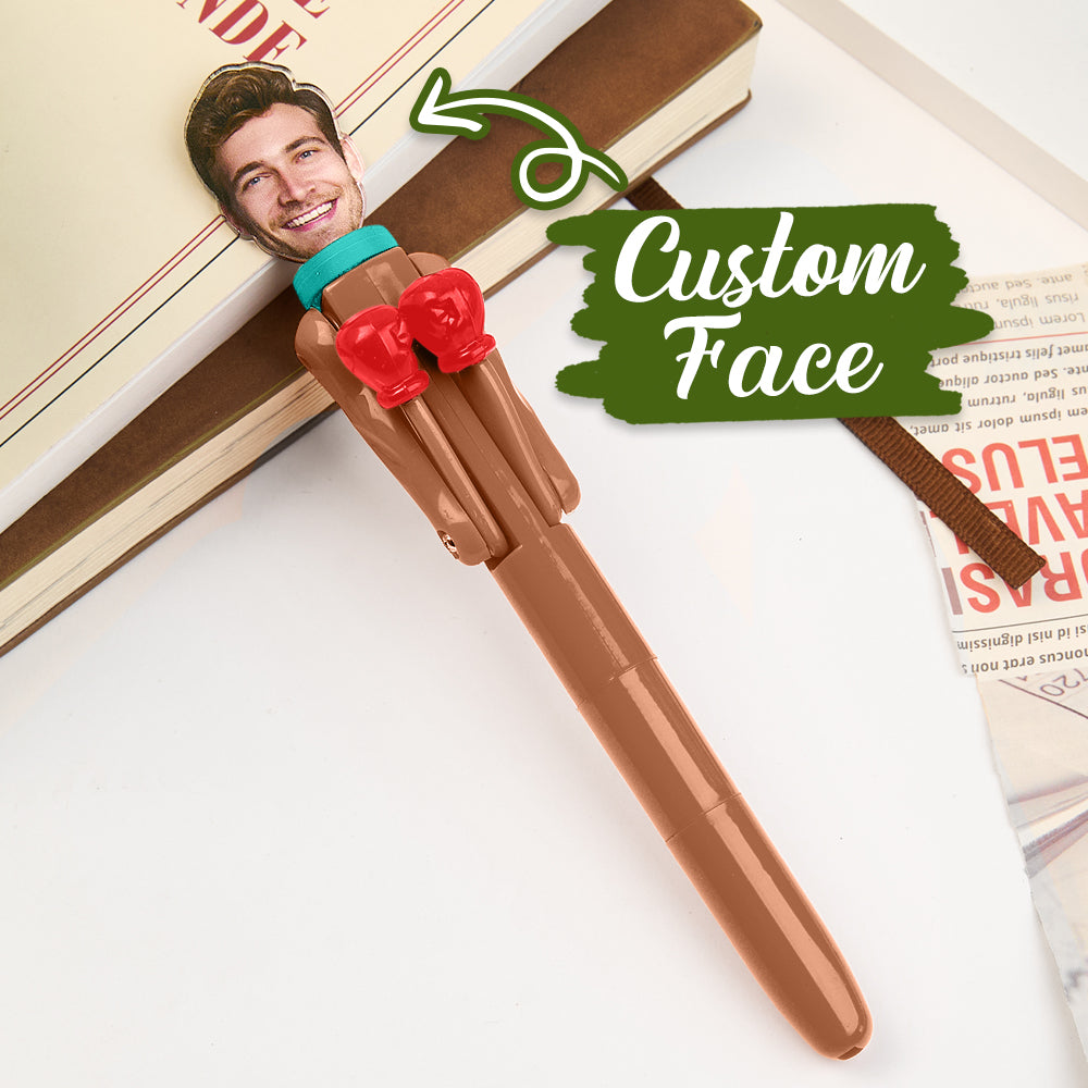 Personalised Boxing Pen with Face Creative Interactive Stress Relief Pen Funny Gift for Kids