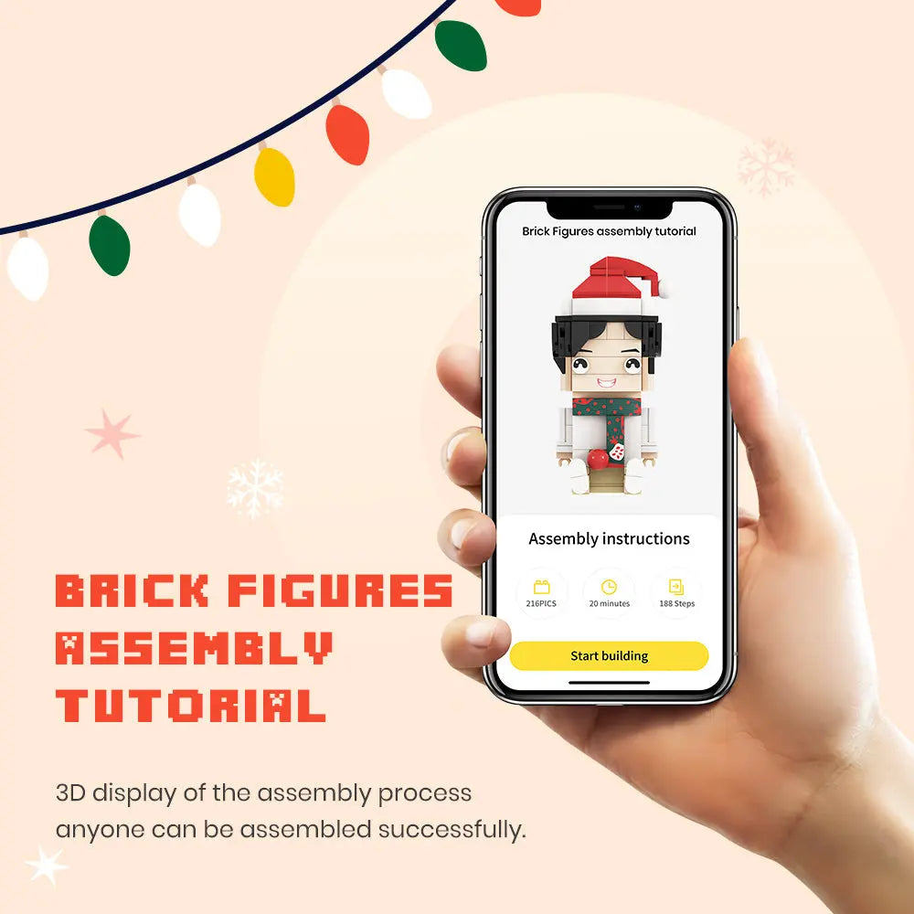 Christmas Golden Retriever Fully Body Puppy Customizable Golden Retriever 1 Dog Photo Custom Brick Figures Small Particle Block Brick