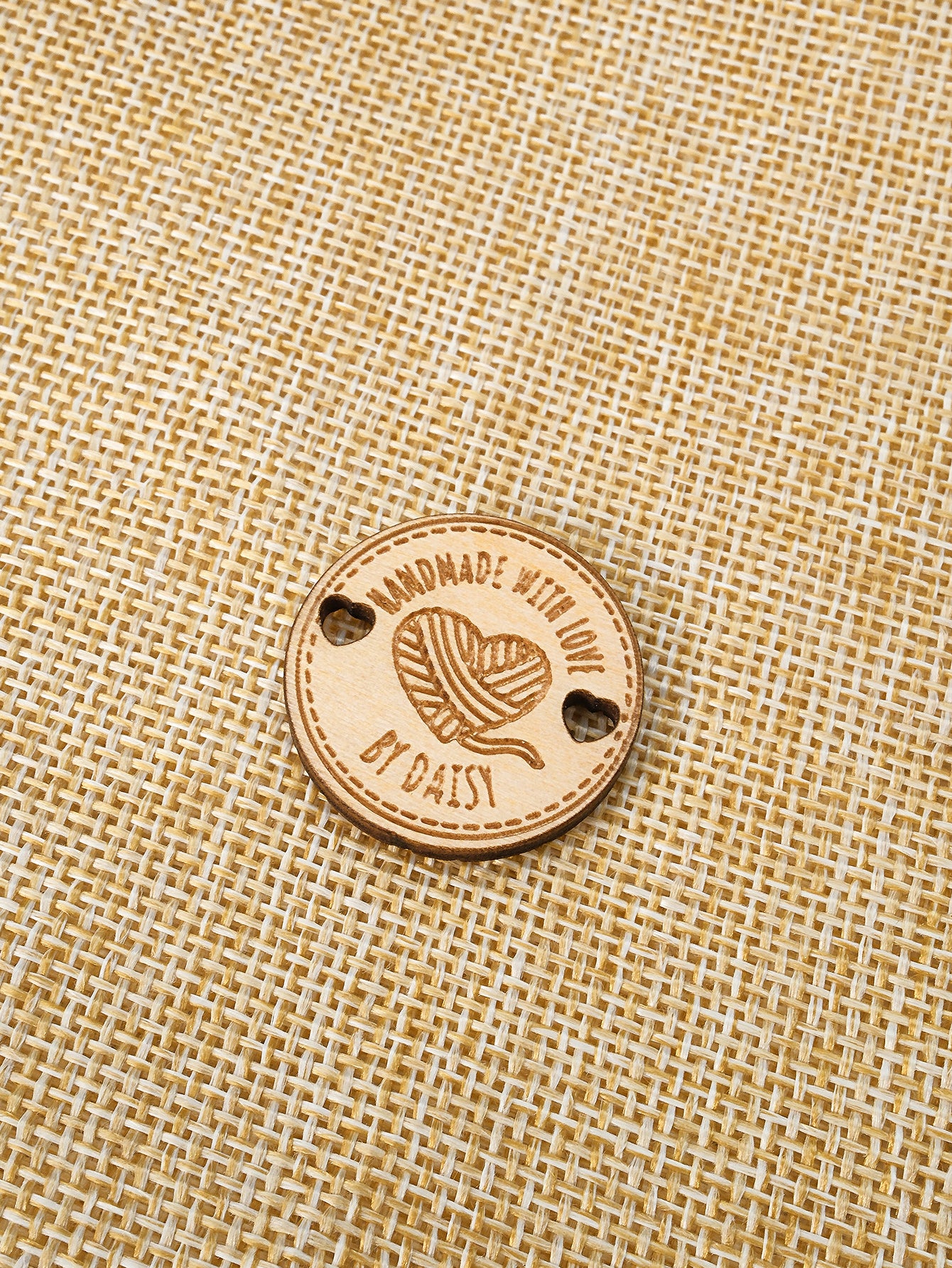 Personalised Handmade with Love Wooden Buttons Set of 15