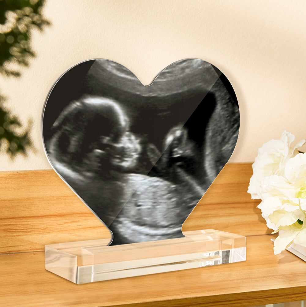 Custom Ultrasound Photo Heart Shaped Acrylic Plaque Gift