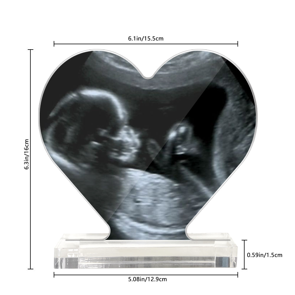 Custom Ultrasound Photo Heart Shaped Acrylic Plaque Gift