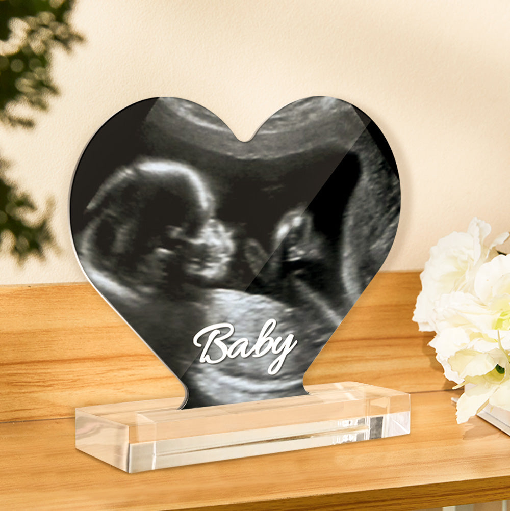 Custom Ultrasound Photo Heart Shaped Acrylic Plaque Gift