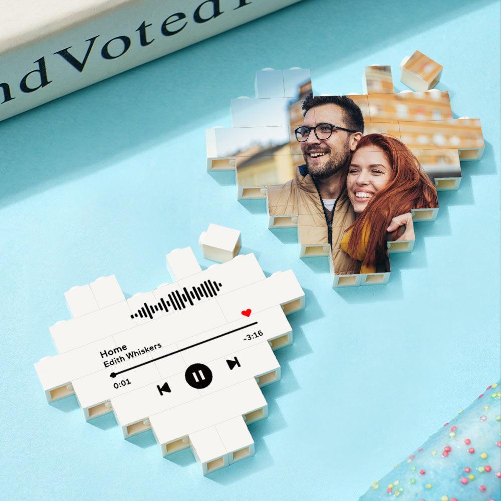 Custom Music Code Building Brick Personalized Photo Block Heart Shape