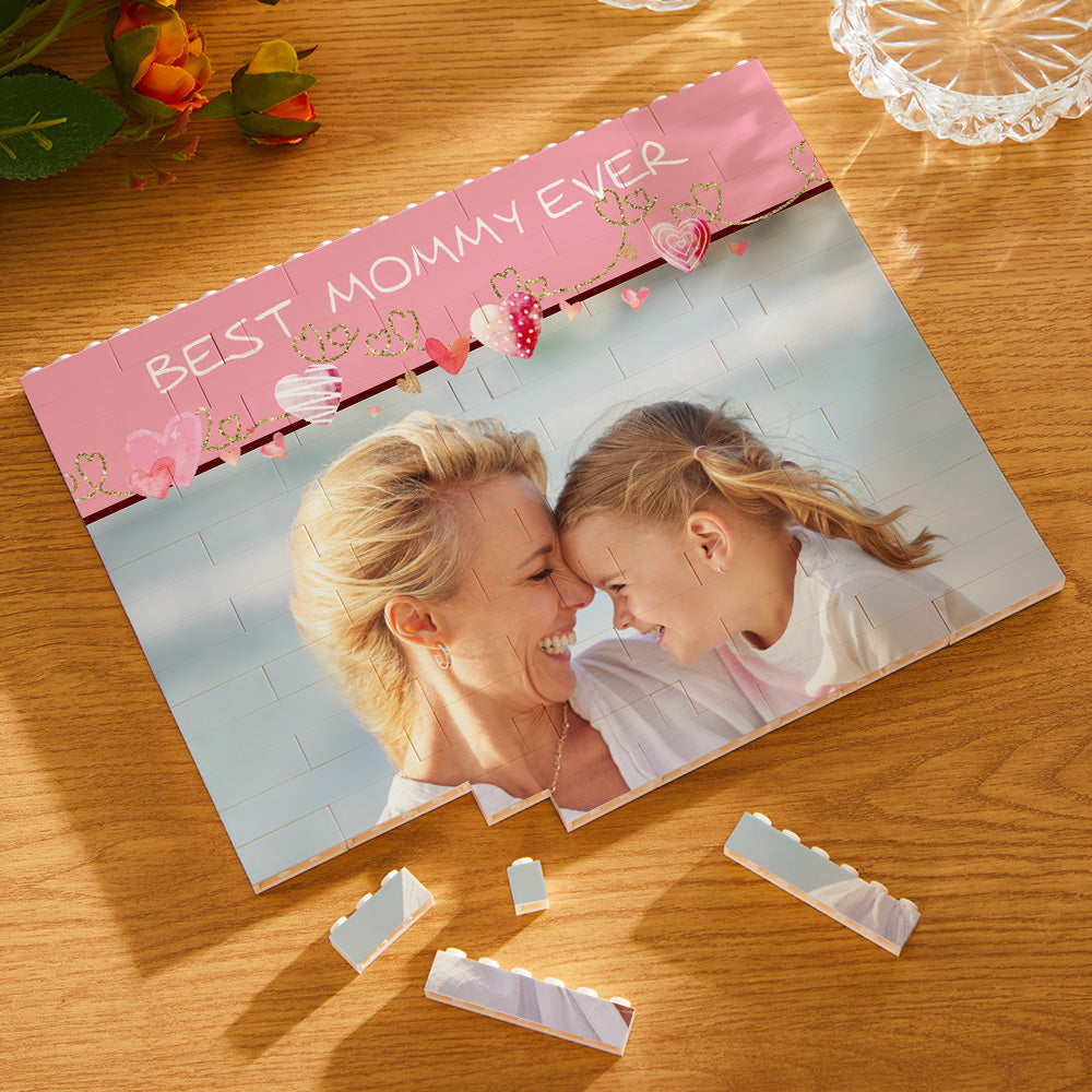Custom Building Block Puzzle Horizontal Trio Photo Brick Mother's Day Gift Best Mom Ever
