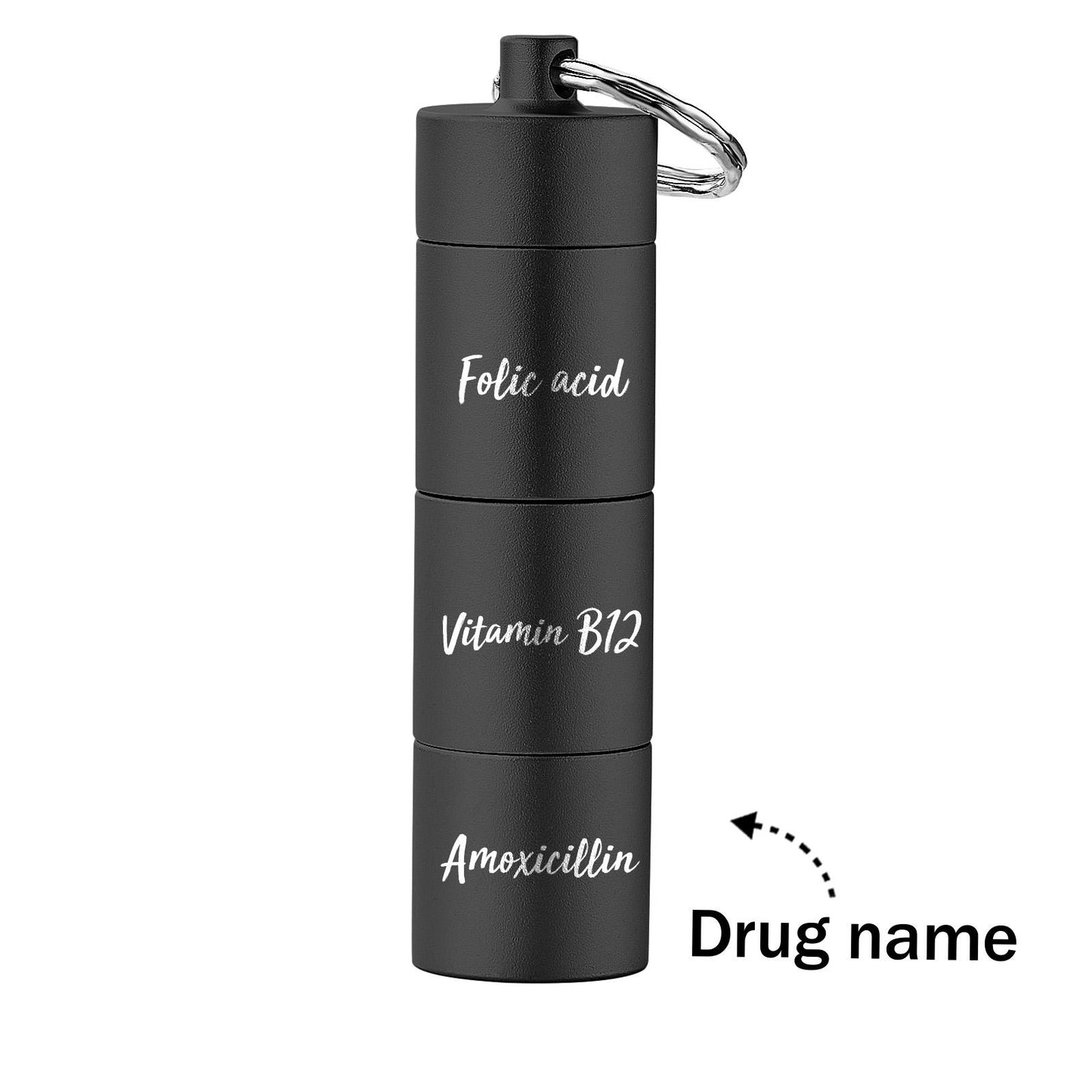 Custom Engraved keychain Pill box Portable Creative Gifts
