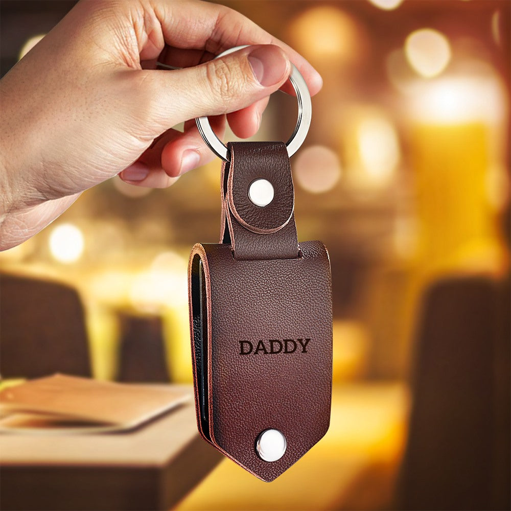 Custom Photo leather Keyring Gift for New Dad