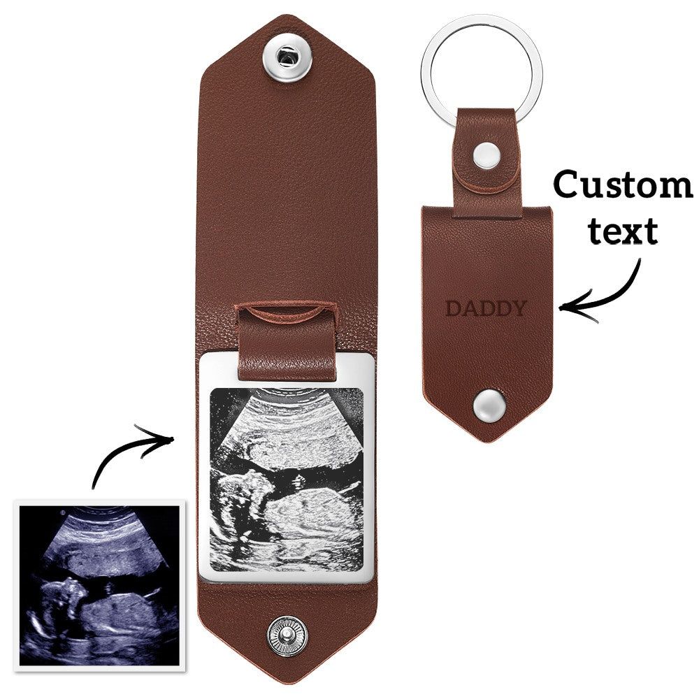 Custom Photo leather Keyring Gift for New Dad