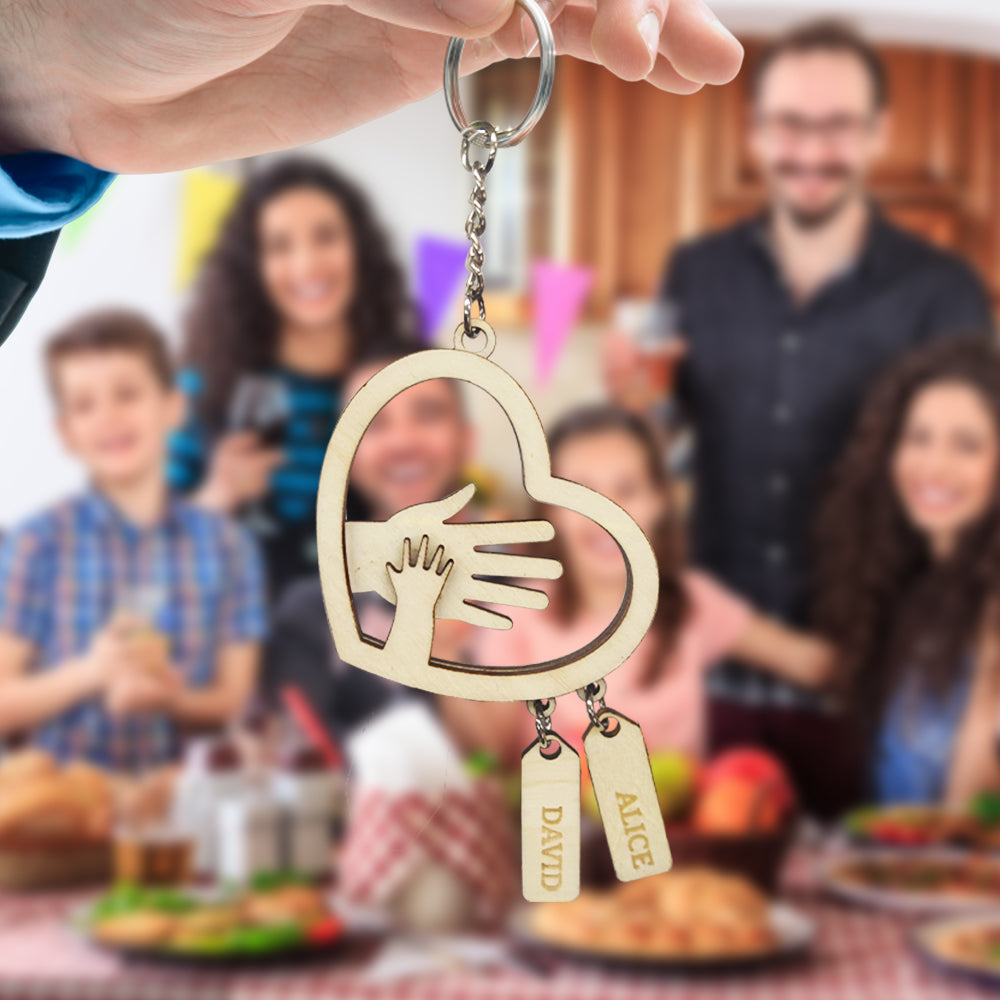 Personalized Hands with Name tags Keychain/keyring Gift