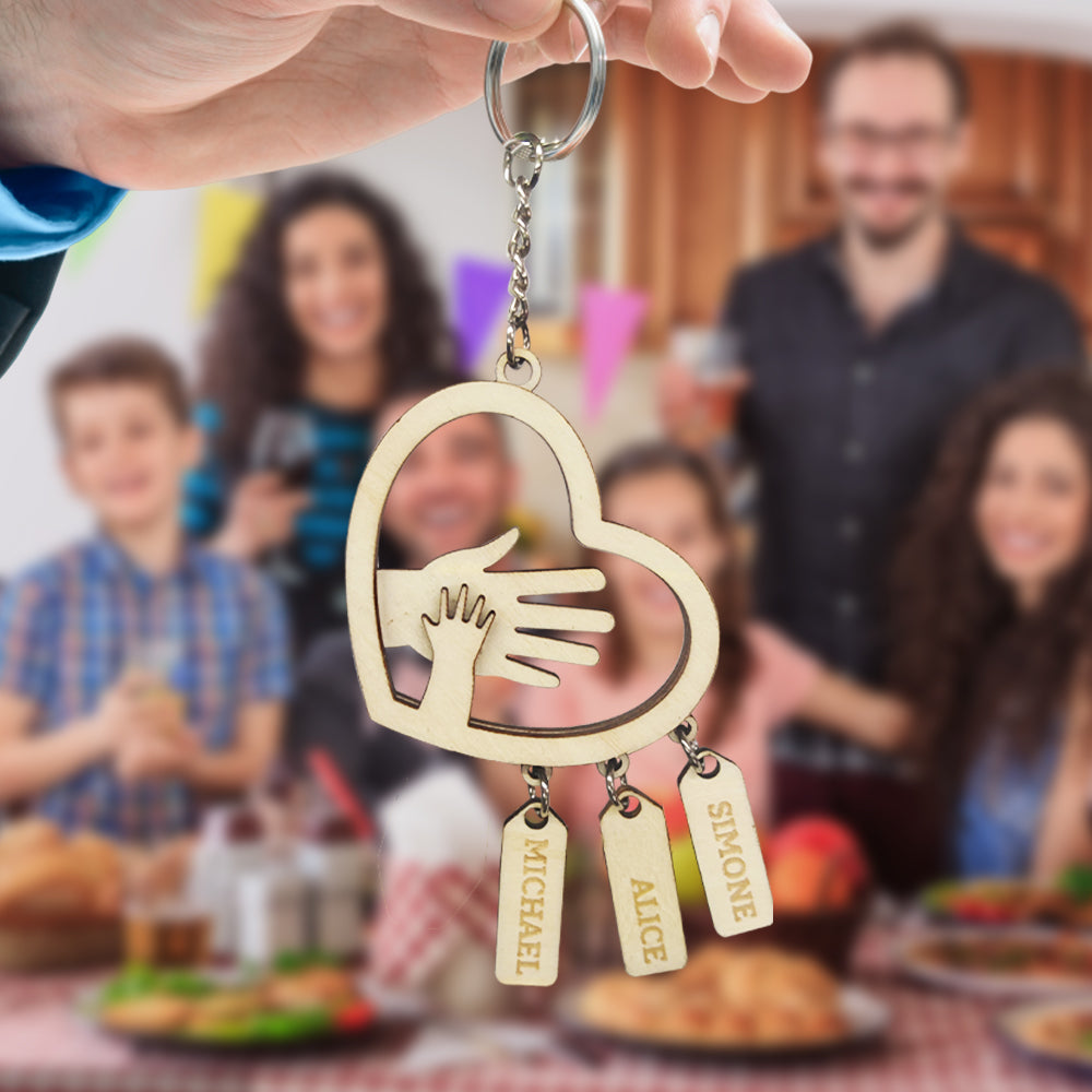 Personalized Hands with Name tags Keychain/keyring Gift