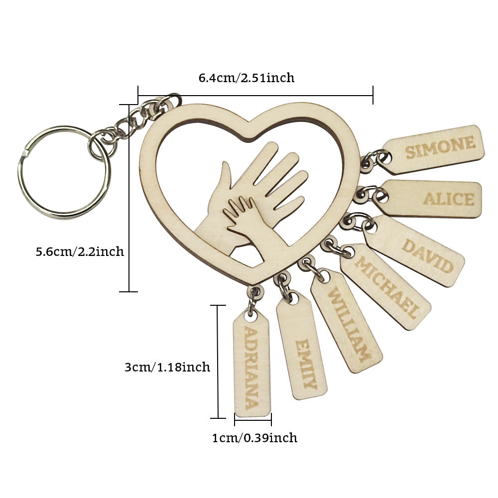 Personalized Hands with Name tags Keychain/keyring Gift