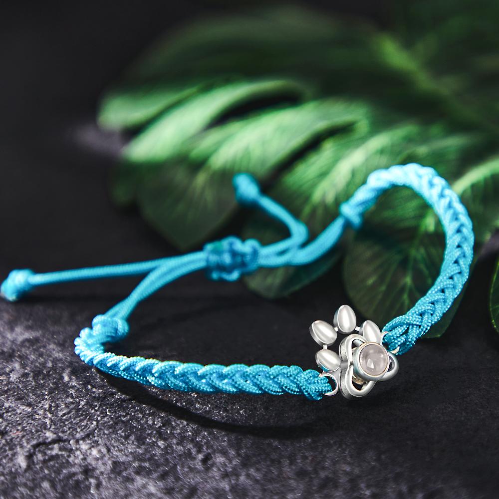 Custom Pet Paw Photo Projection Bracelet Braided Rope Bracelet