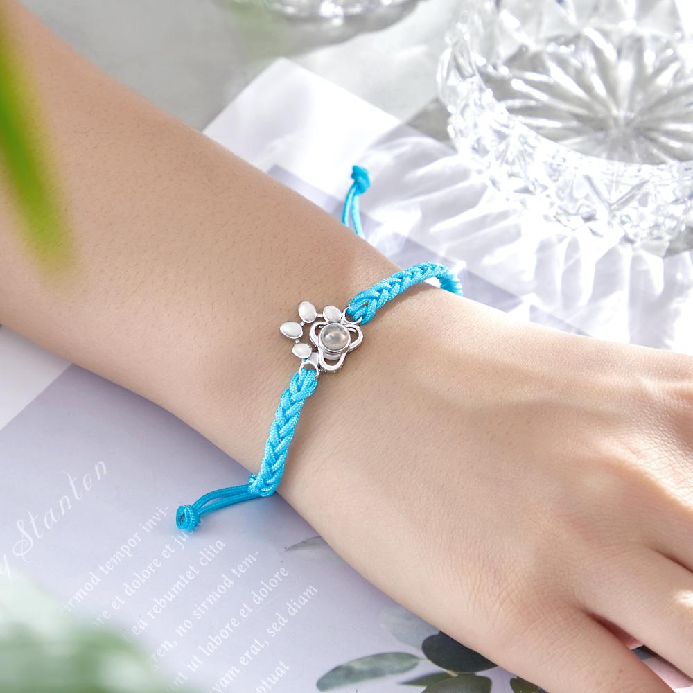 Custom Pet Paw Photo Projection Bracelet Braided Rope Bracelet