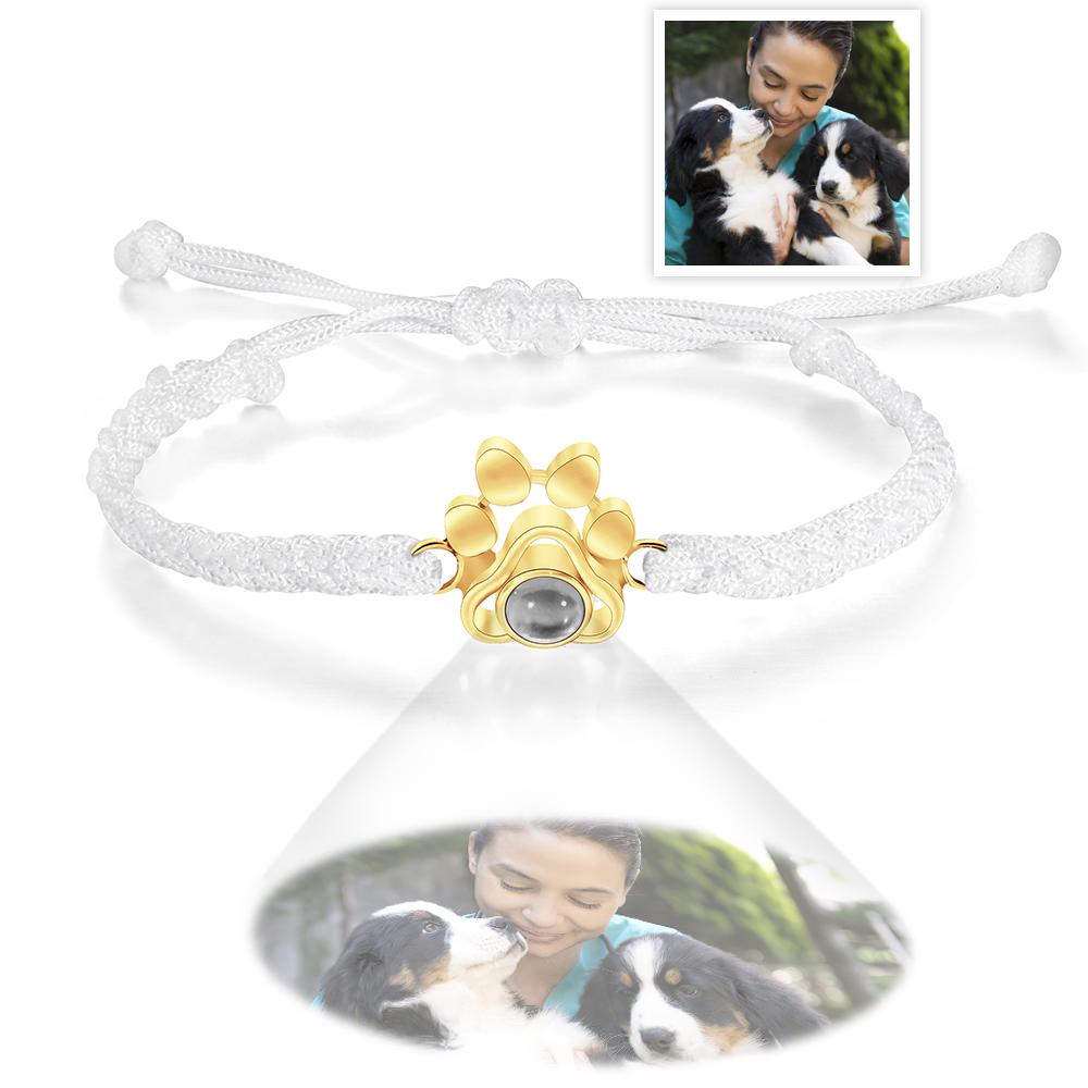 Custom Pet Paw Photo Projection Bracelet Braided Rope Bracelet