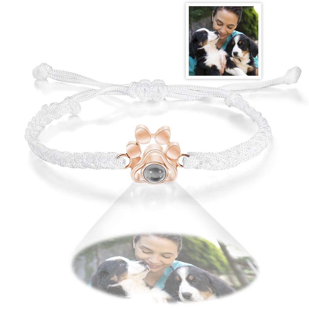 Custom Pet Paw Photo Projection Bracelet Braided Rope Bracelet