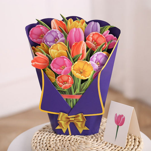 Tulip 3D Pop Up Greeting Card Flower Bouquet Pop Up Card