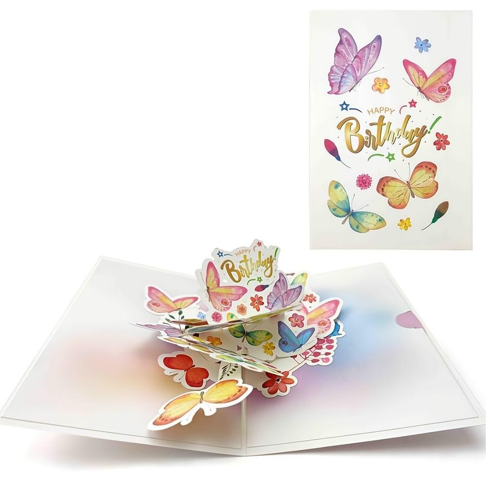 Happy Birthday Pop Up Card Butterfly 3D Pop Up Greeting Card