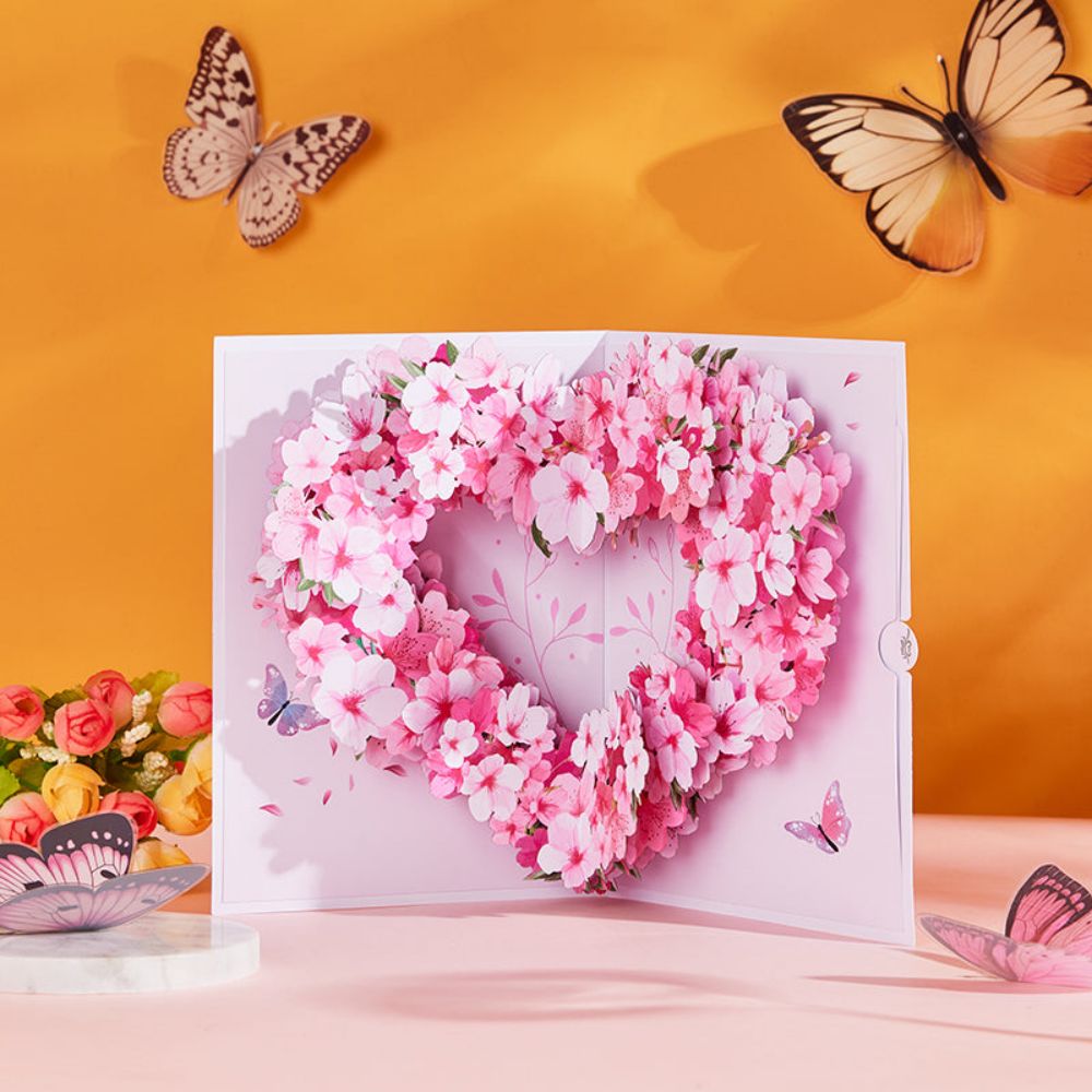 Cherry Blossom Tree Heart Pop Up Card Flower 3D Pop Up Greeting Card