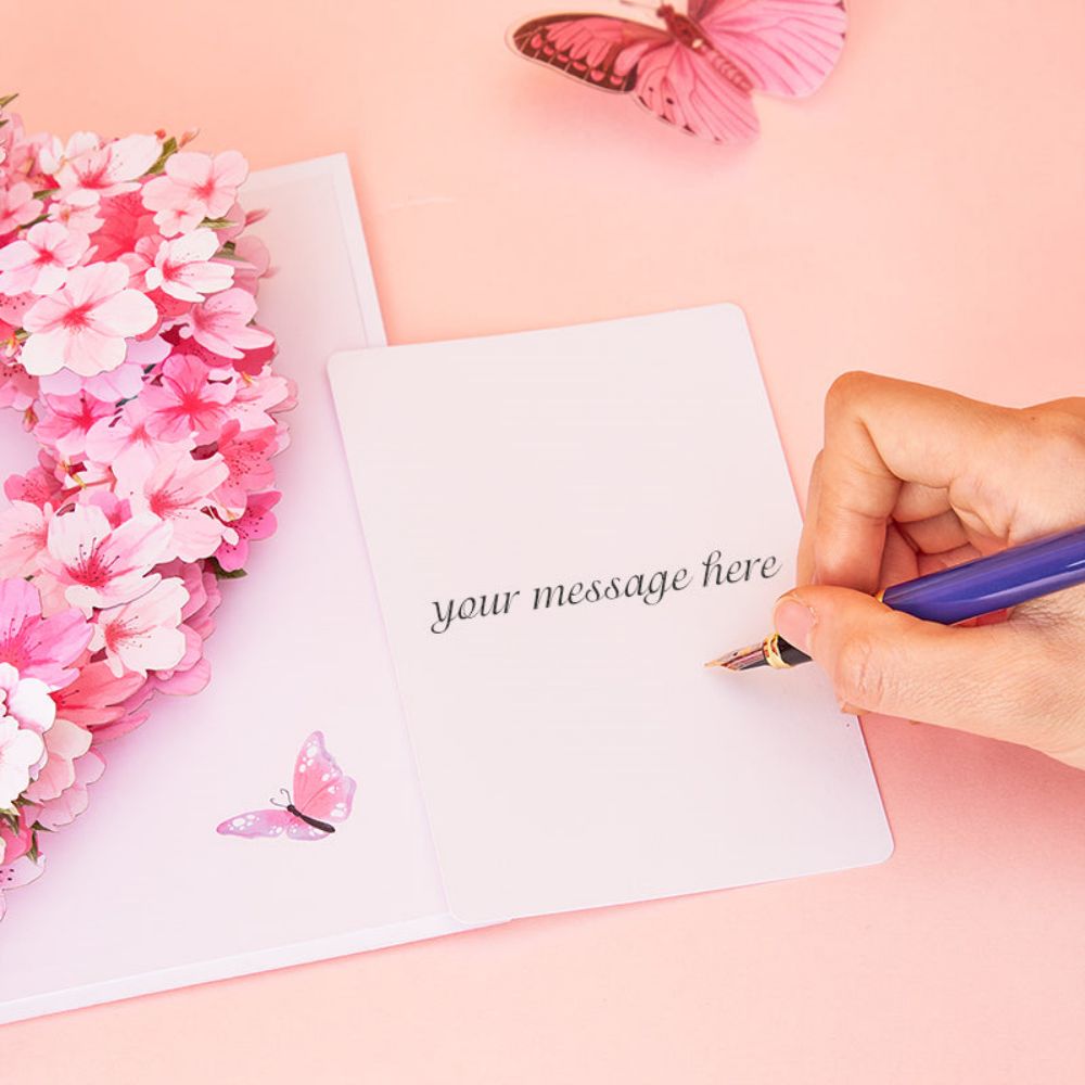 Cherry Blossom Tree Heart Pop Up Card Flower 3D Pop Up Greeting Card