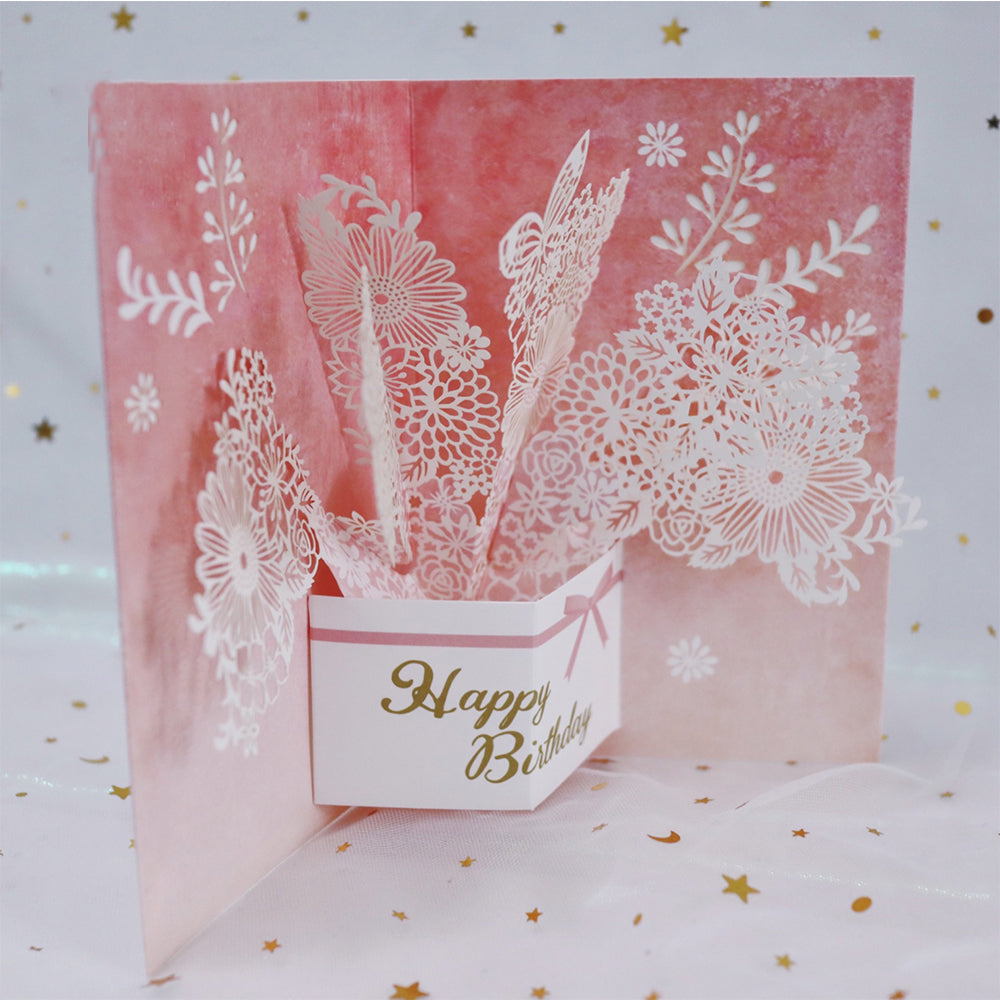Creative 3D Pop Up Greeting Card Butterfly Flower Card