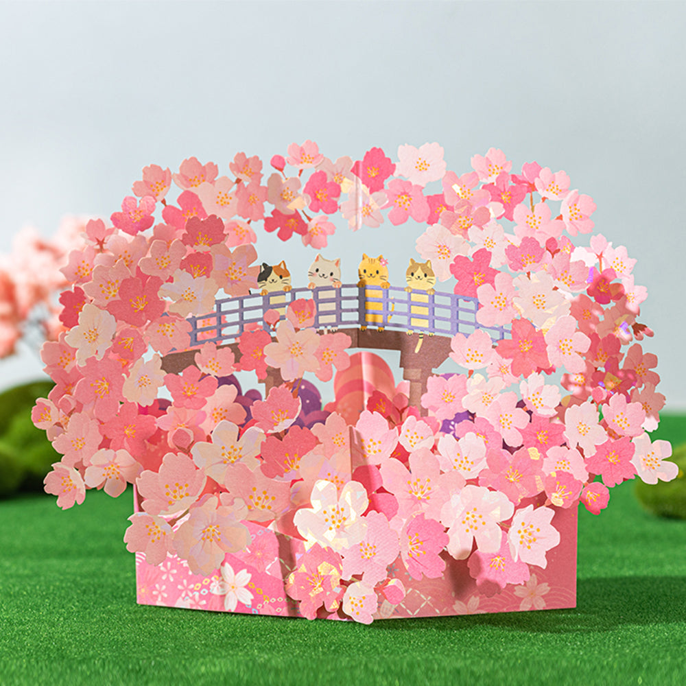 Creative 3D Pop Up Greeting Card Sakura Cat Pop Up Card