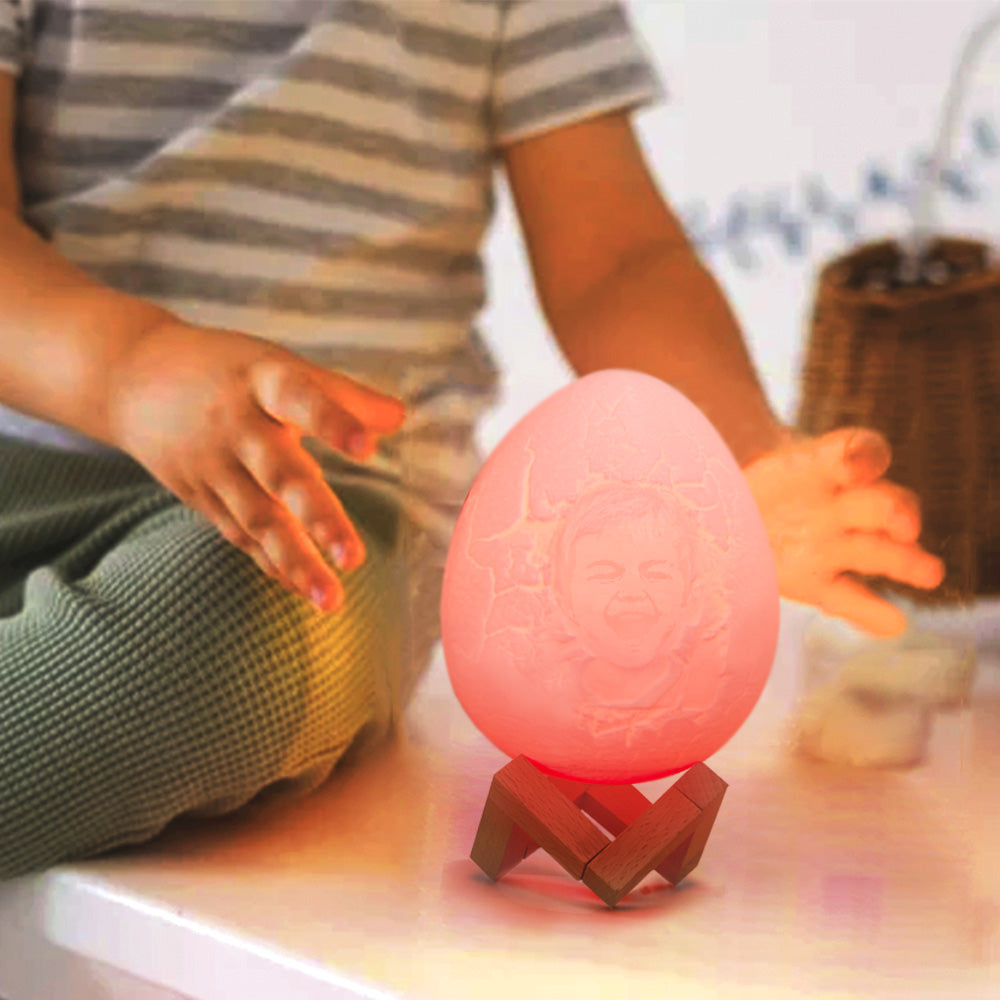 Photo Engraved Dinosaur egg Light - Touch 16 Colors