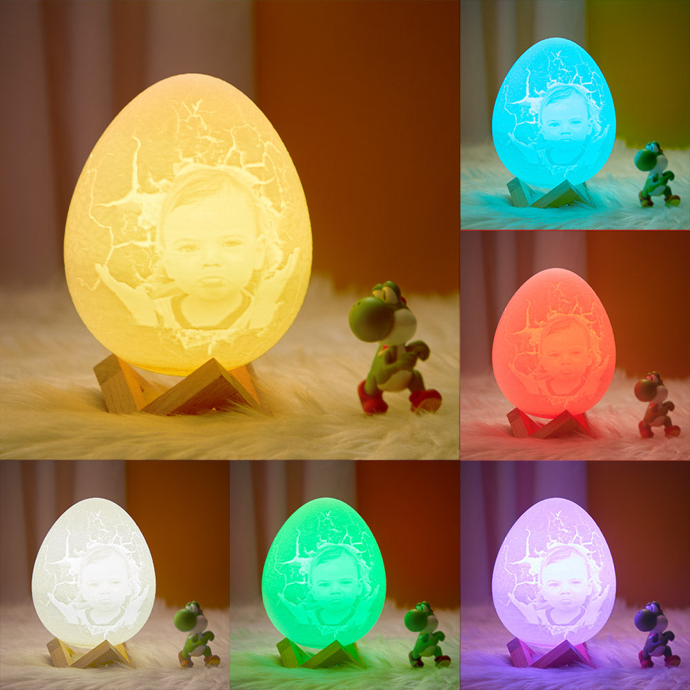 Photo Engraved Dinosaur egg Light - Touch 16 Colors