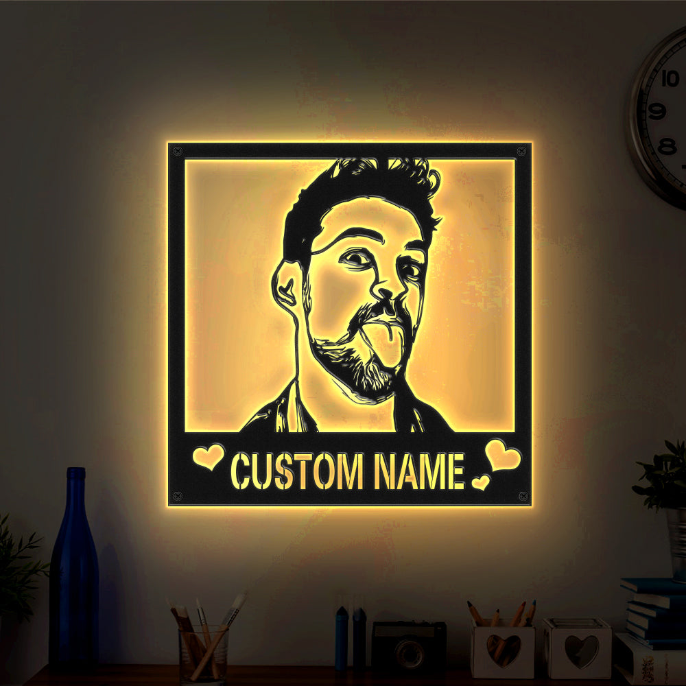 Custom Metal Sign LED Light Personalised Photo Sign Wall Art Home Decor Gift