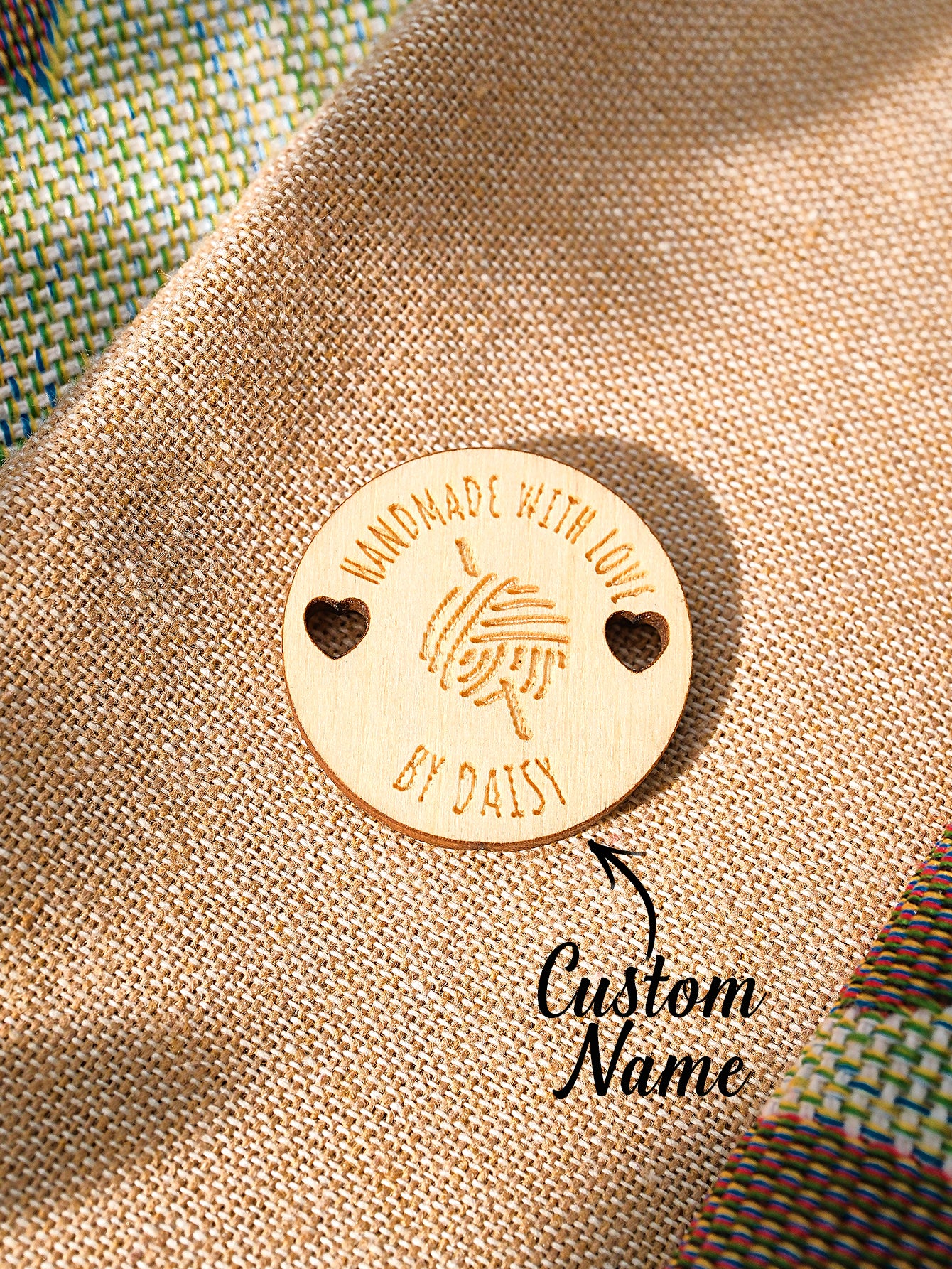 Personalised Handmade with Love Wooden Buttons Set of 15