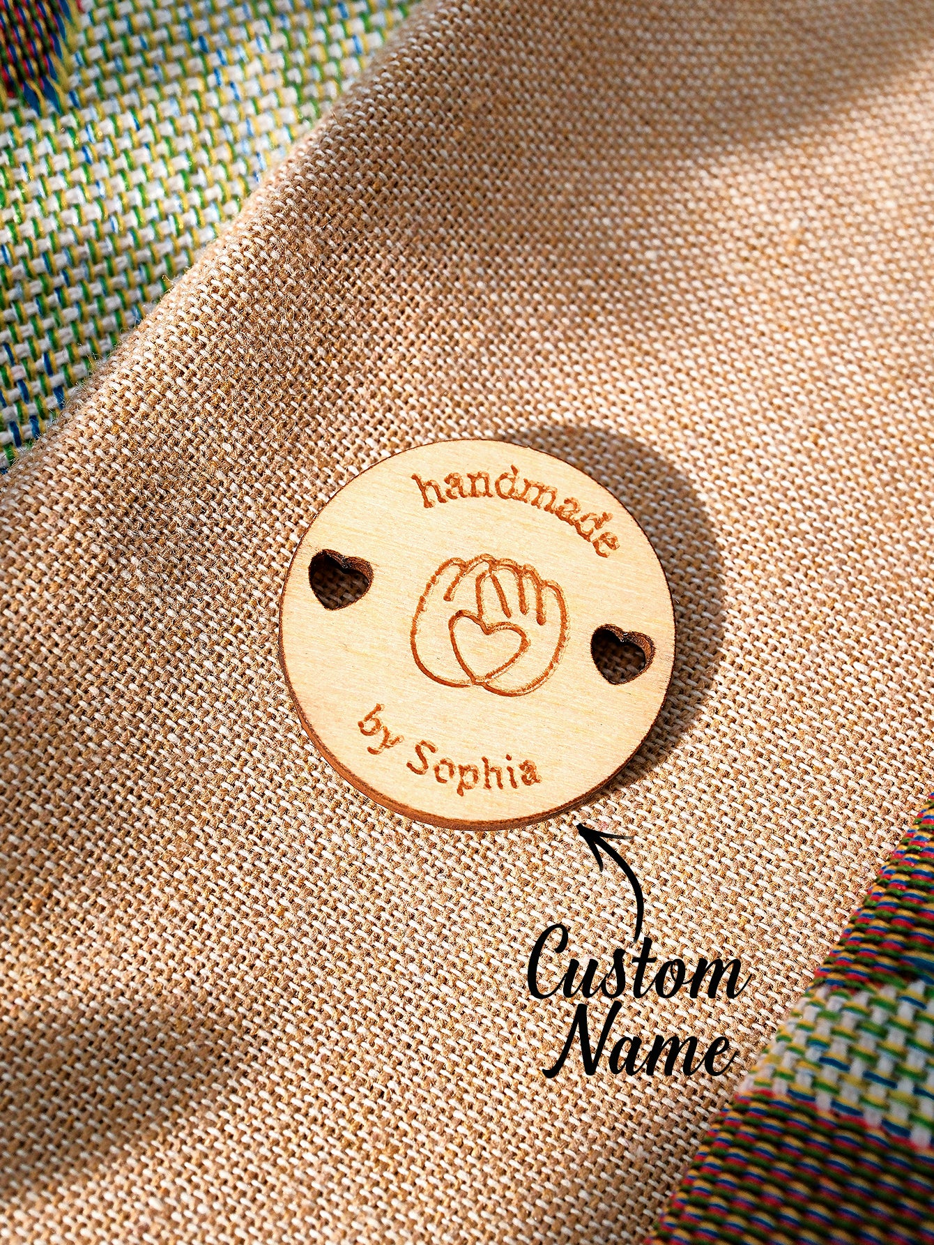 Personalised Handmade with Love Wooden Buttons Set of 15