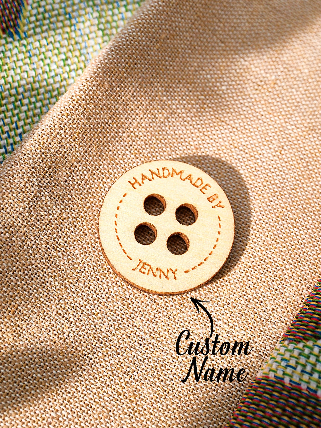 Personalised Handmade with Love Wooden Buttons Set of 15