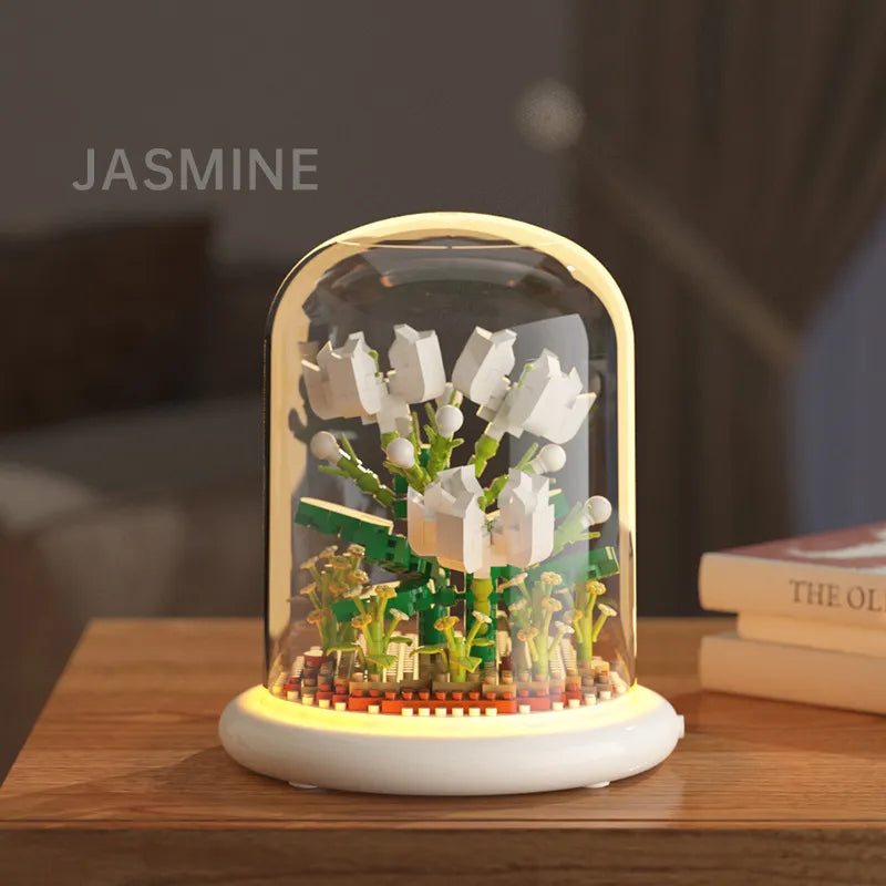 Lotus Bouquets DIY Flower Building Set Perfect Birthday Gift with Dust Cover Valentines Gift