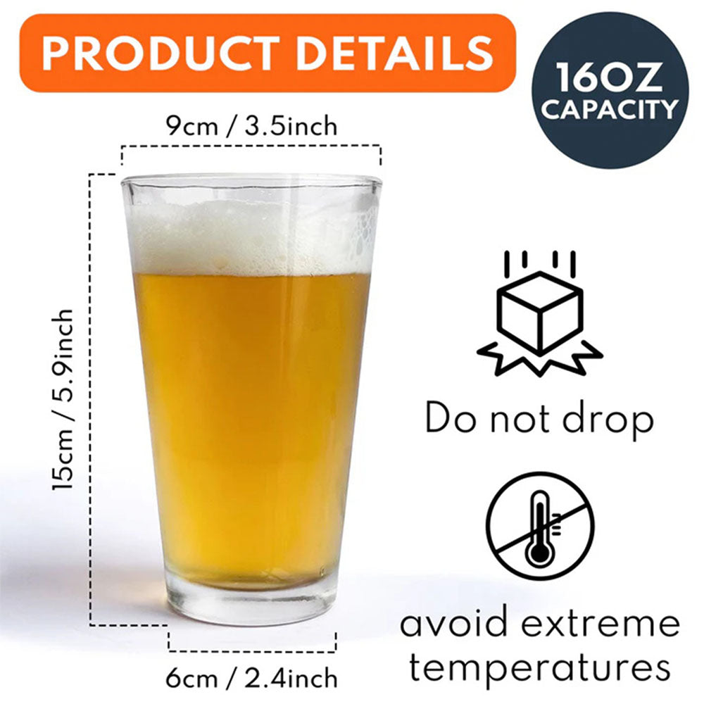 Personalised Beer Glass with Photo Portrait Character Action 16oz Beer Glass Gift for Him