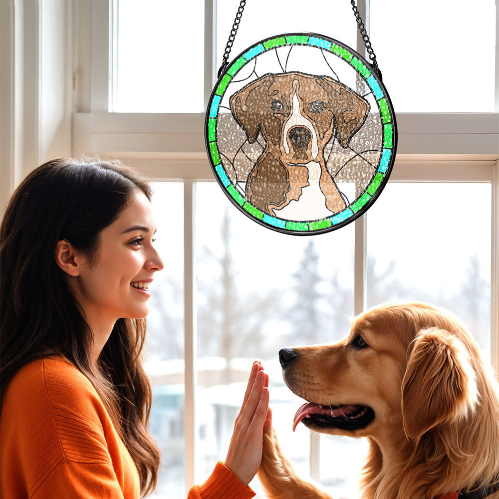 Personalised Pet Portrait Stained Glass Suncatcher Memorial Gift for Pet Lovers