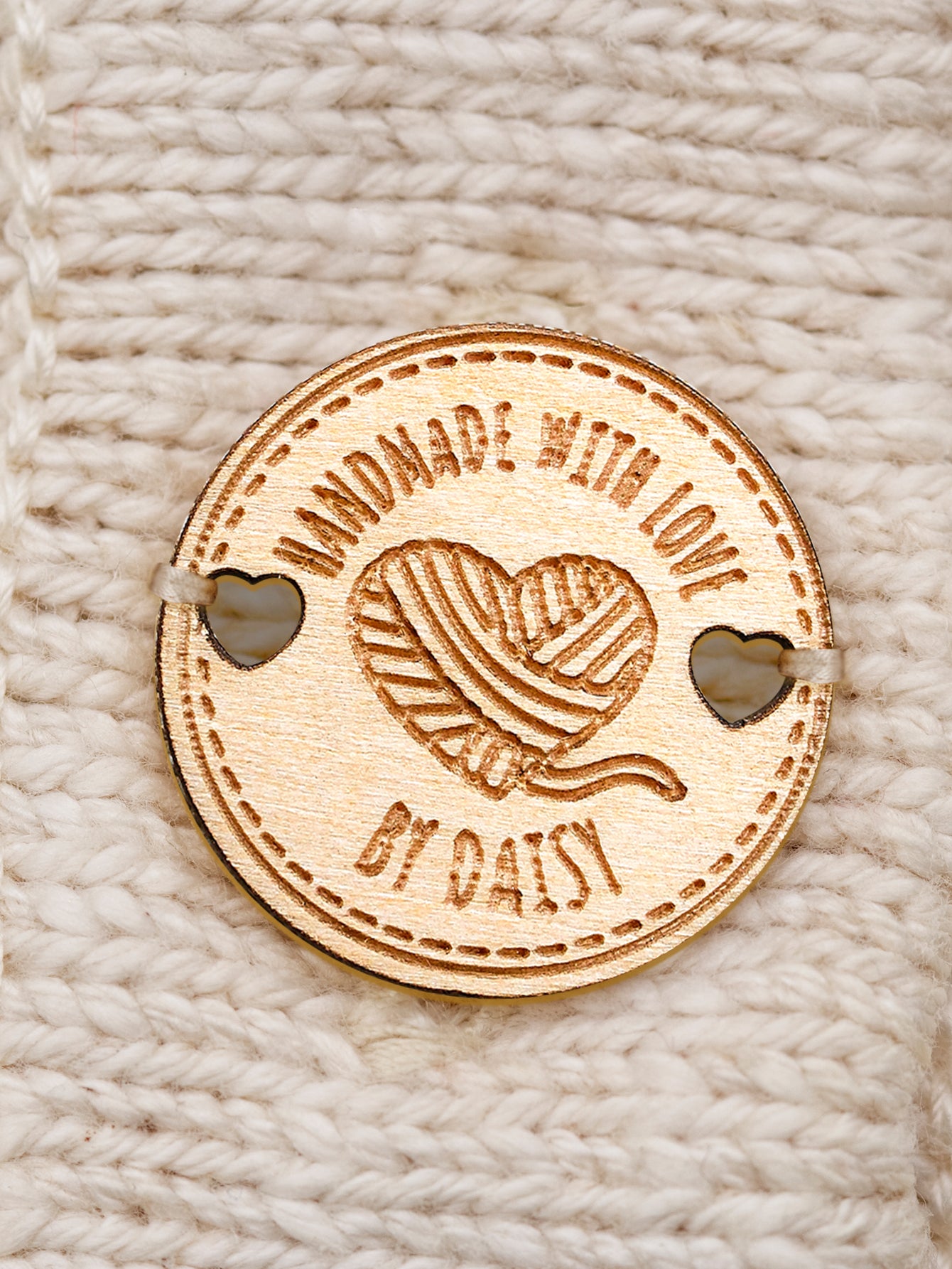 Personalised Handmade with Love Wooden Buttons Set of 15