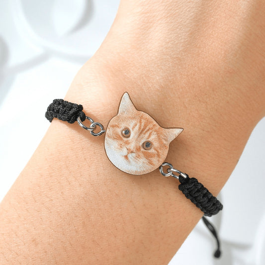 Personalised Pet Portrait Adjustable Braided Bracelet Birthday Gift for Pet Lover