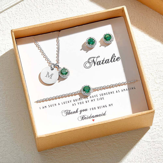 Personalised Earrings Bracelet Necklace Jewellery Set
