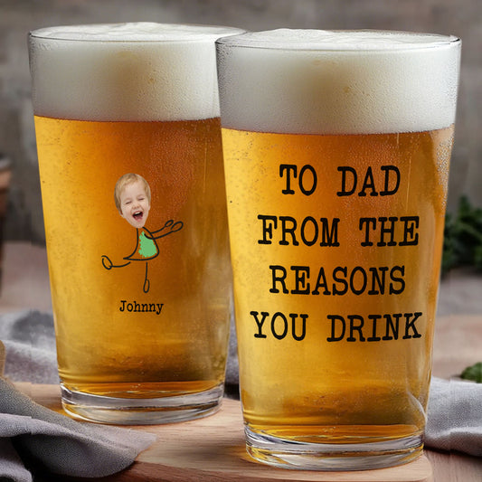 Personalised Beer Glass with Photo Portrait Character Action 16oz Beer Glass Gift for Him