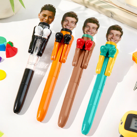 Personalised Boxing Pen with Face Creative Interactive Stress Relief Pen Funny Gift for Kids