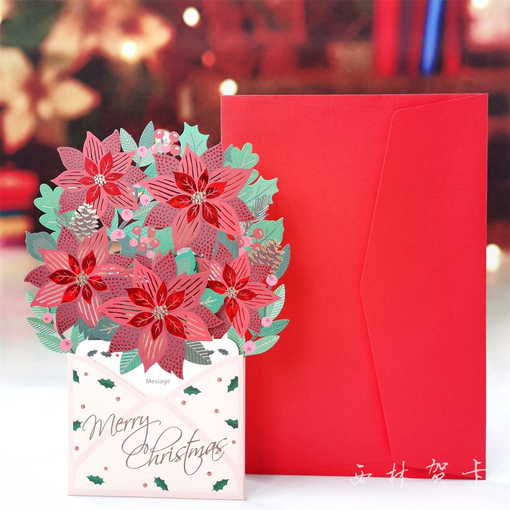 Creative Christmas 3D Pop Up Card Christmas Flower Pop Up Greeting Card