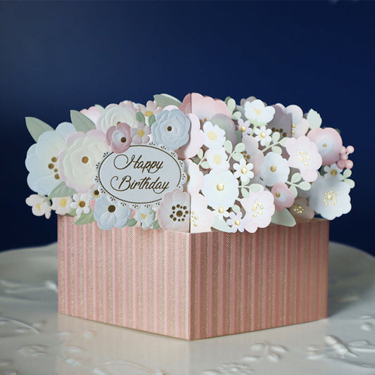 Creative 3D Pop Up Greeting Card Elegant Flower Box Card