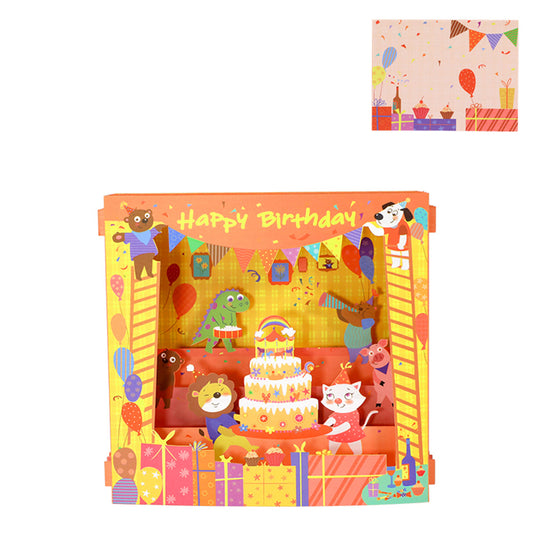 Creative 3D Pop Up Greeting Card Cartoon Birthday Box Pop Up Card