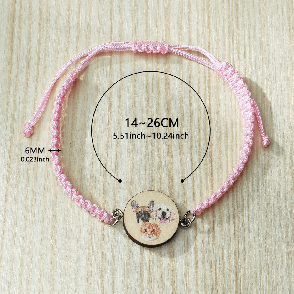 Personalised Pet Portrait Adjustable Braided Bracelet Birthday Gift for Pet Lover